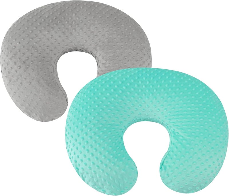 Bilokonda Dot Nursing Pillow Cover Set 2 Pack Nursing Pillow Slipcovers, Ultra Soft Compatible with Boppy Pillow,Standard Pillow for Baby Boy Girl Grey and Green - Image 1